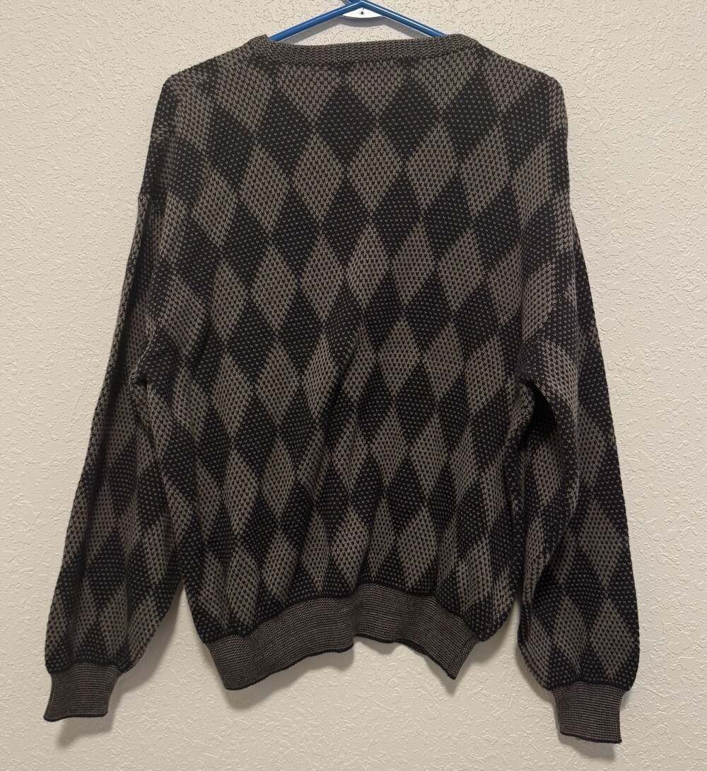 Cypress Links Golf Wear Men's Brown and Black Argyle V-Neck 100% Cotton Sweater - Picture 4 of 4